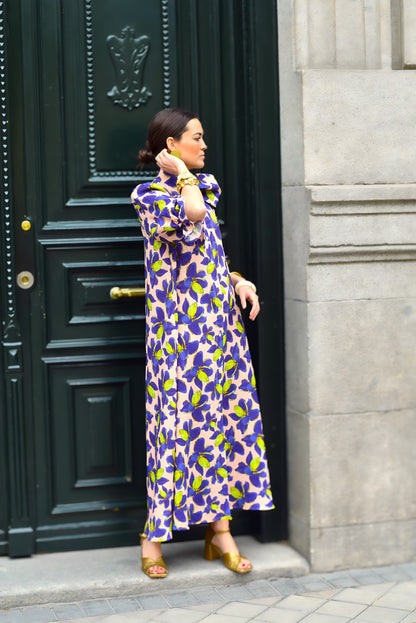 VESTIDO RAFAELA - FLOR MORADA - PREORDER 10 MAYO