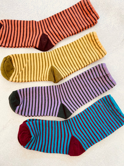 CALCETINES RAYAS - MORADOS