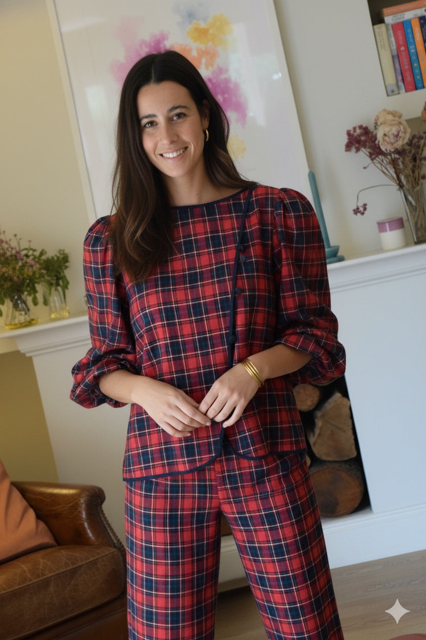 BLUSA FEDERICA - TARTAN ROJO - PREORDER 30 NOVIEMBRE