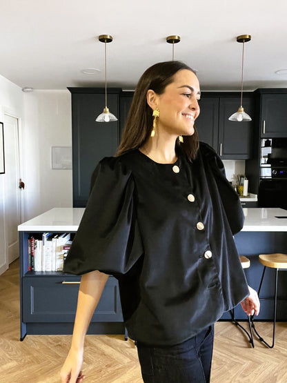 BLUSA HILDA - NEGRA TERCIOPELO - PREORDER 22 DICIEMBRE