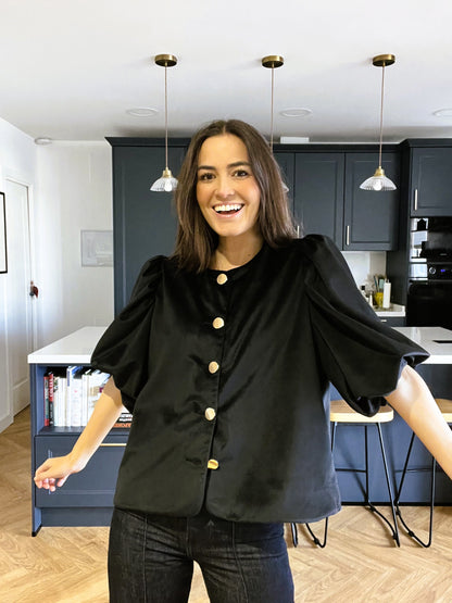 BLUSA HILDA - NEGRA TERCIOPELO - PREORDER 22 DICIEMBRE