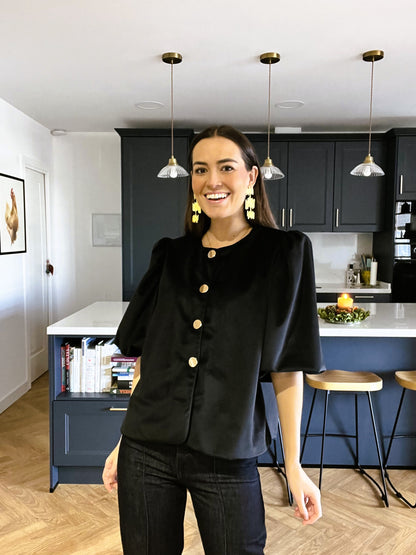 BLUSA HILDA - NEGRA TERCIOPELO - PREORDER 22 DICIEMBRE