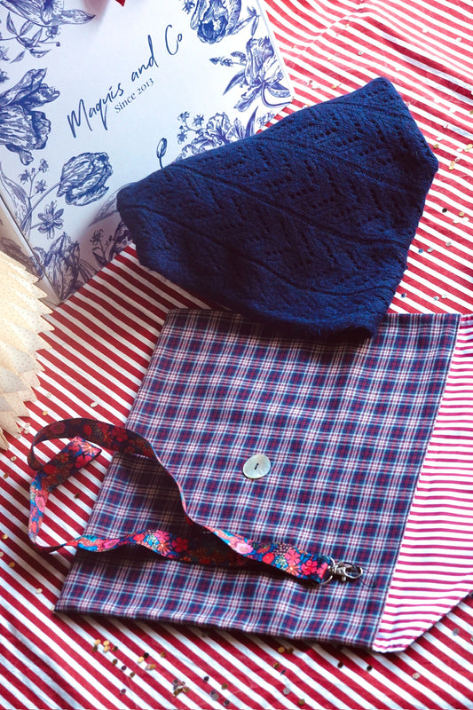 BANDANA CON BOLSA PERSONALIZABLE -MARINO