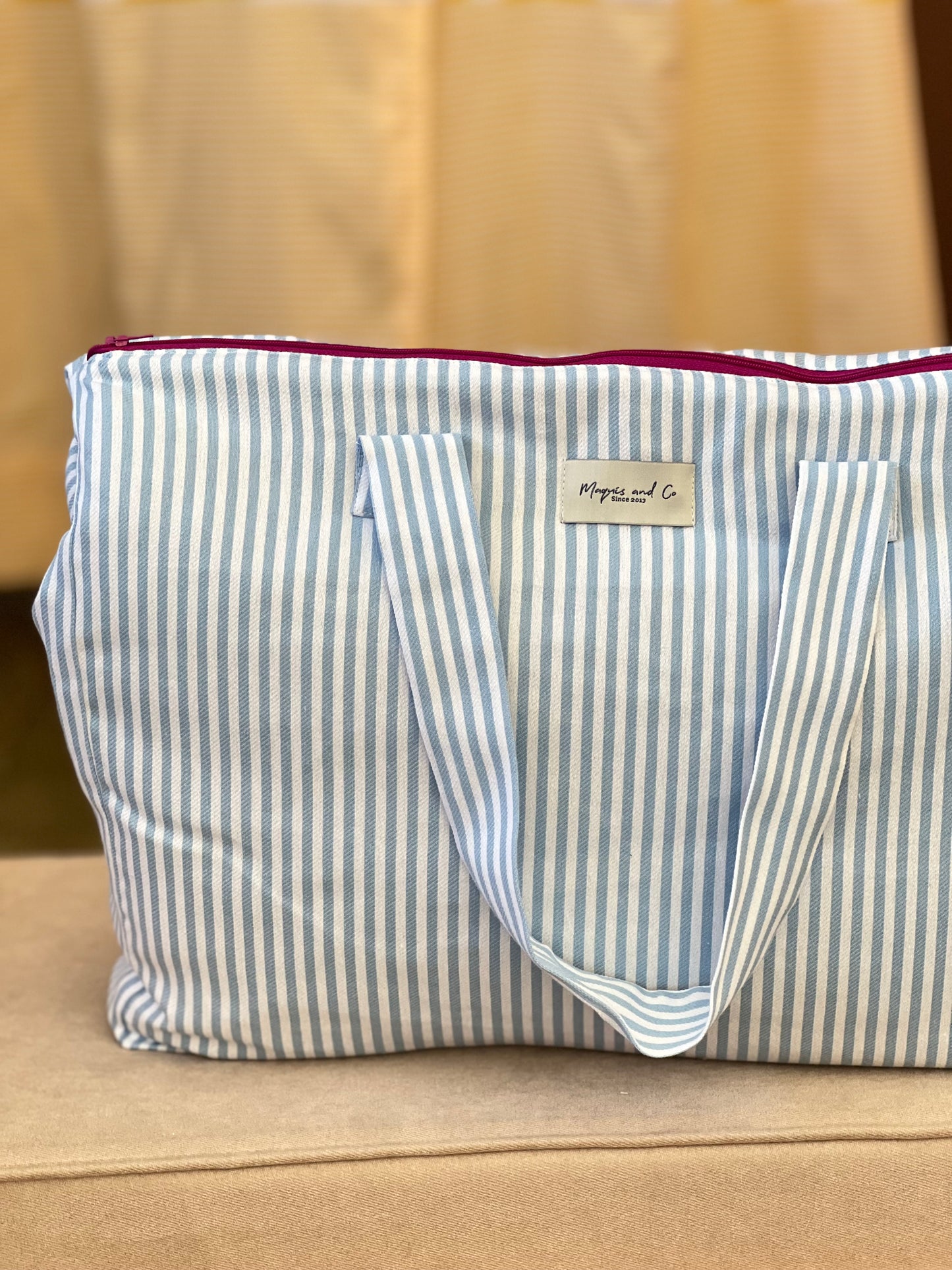 BOLSA CAROLA -  RAYAS AZULES -