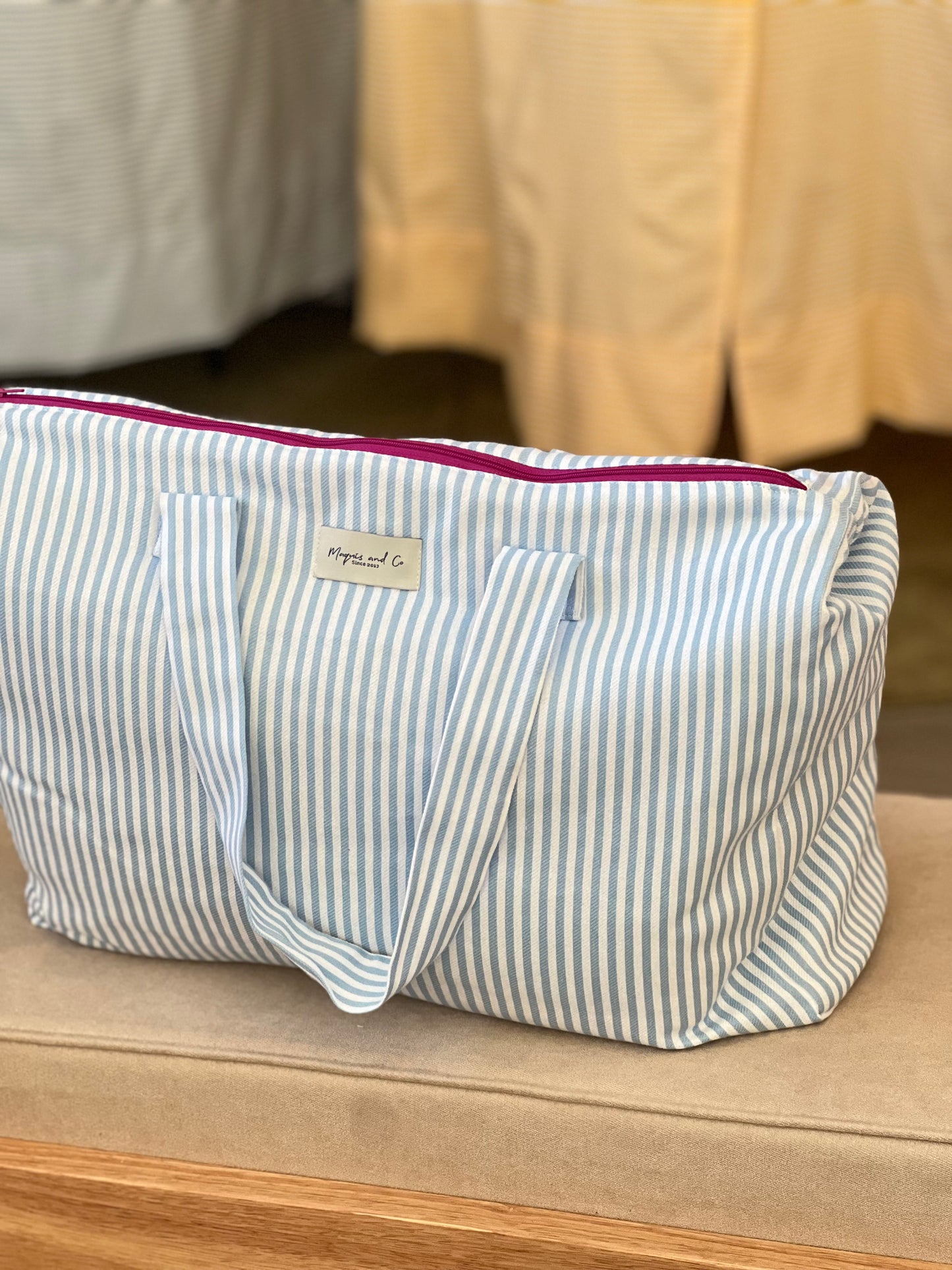 BOLSA CAROLA -  RAYAS AZULES -