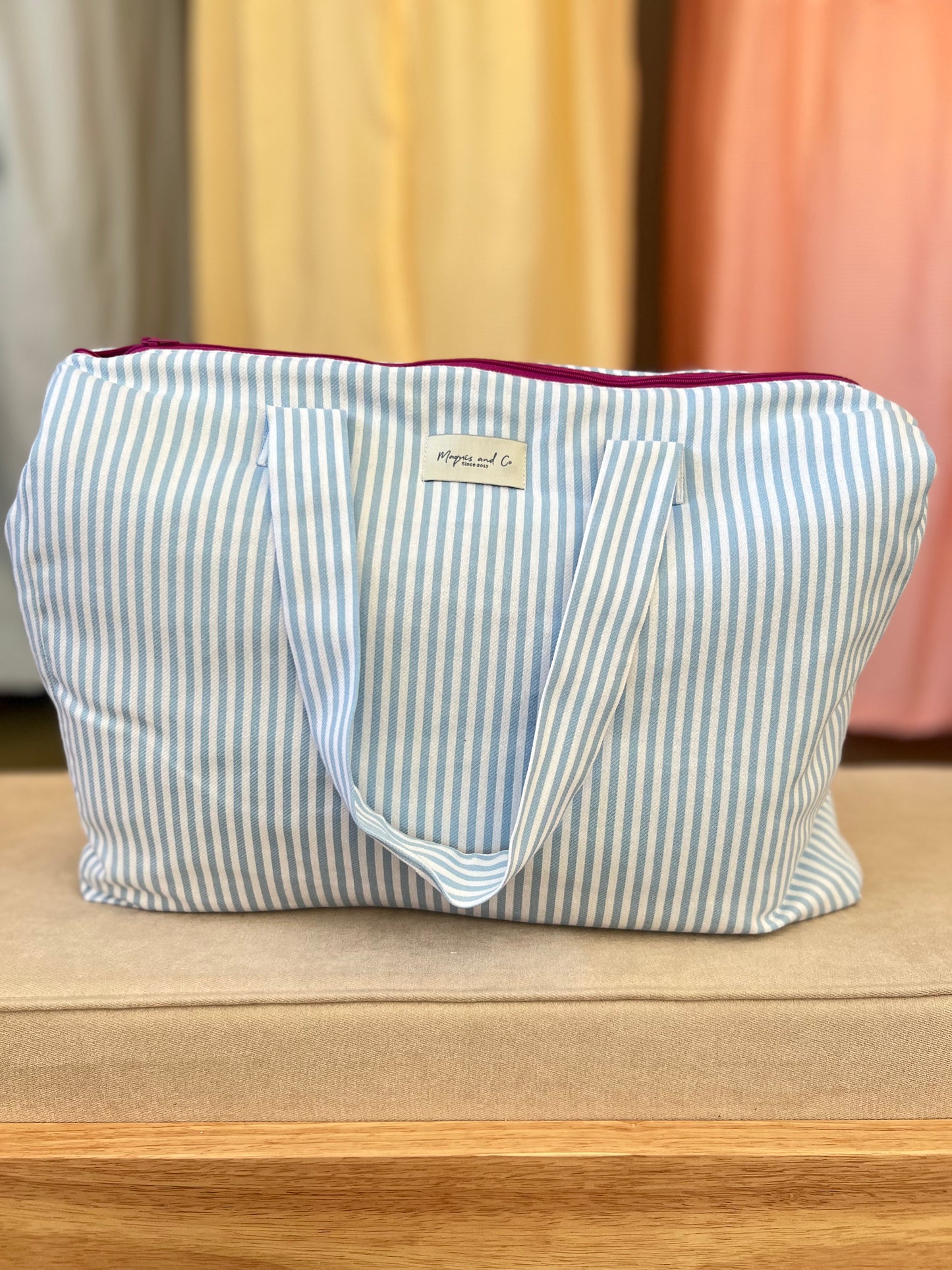 BOLSA CAROLA -  RAYAS AZULES -