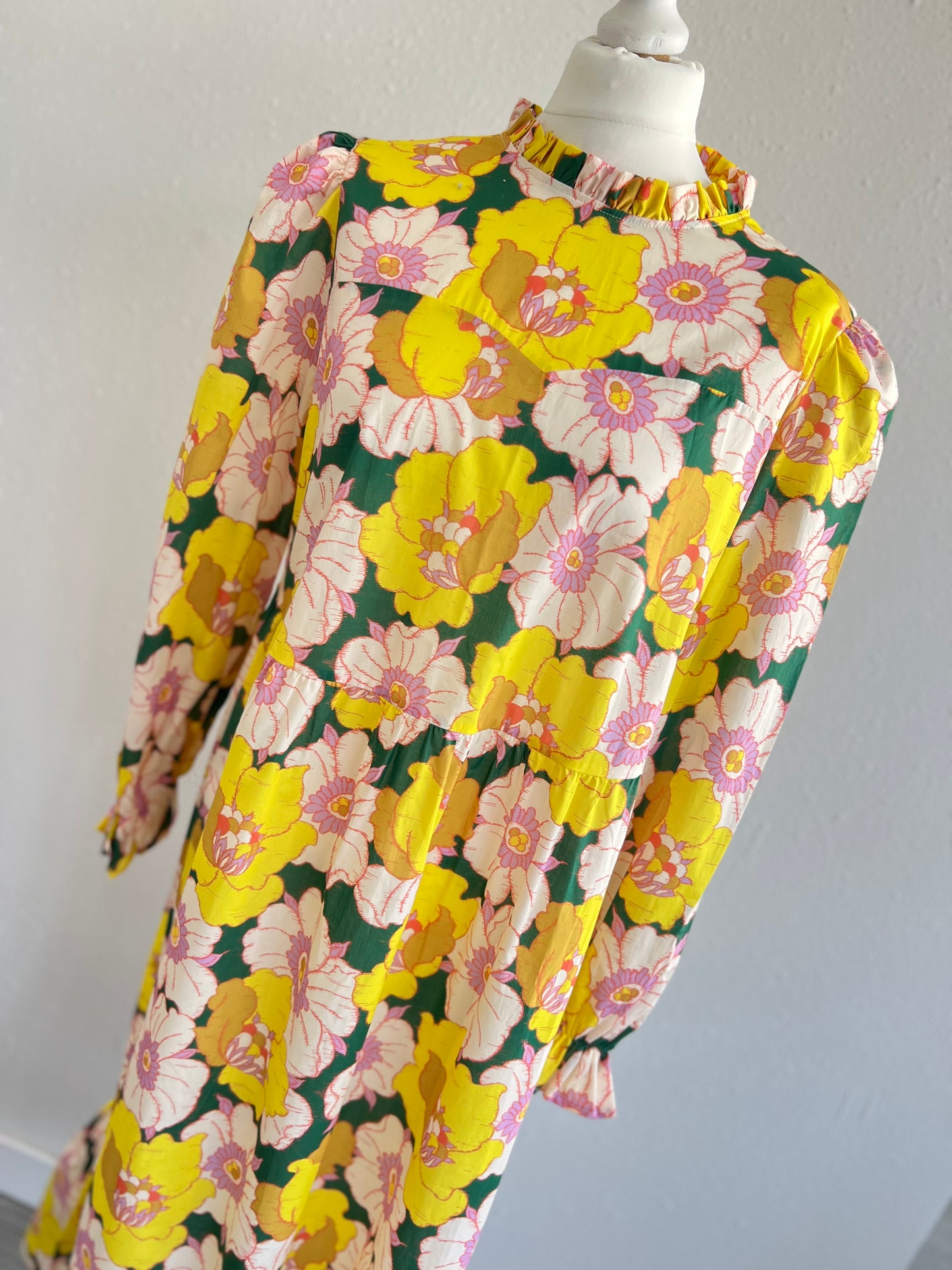 VESTIDO ALEJANDRA - LIBERTY VERDE Y AMARILLO