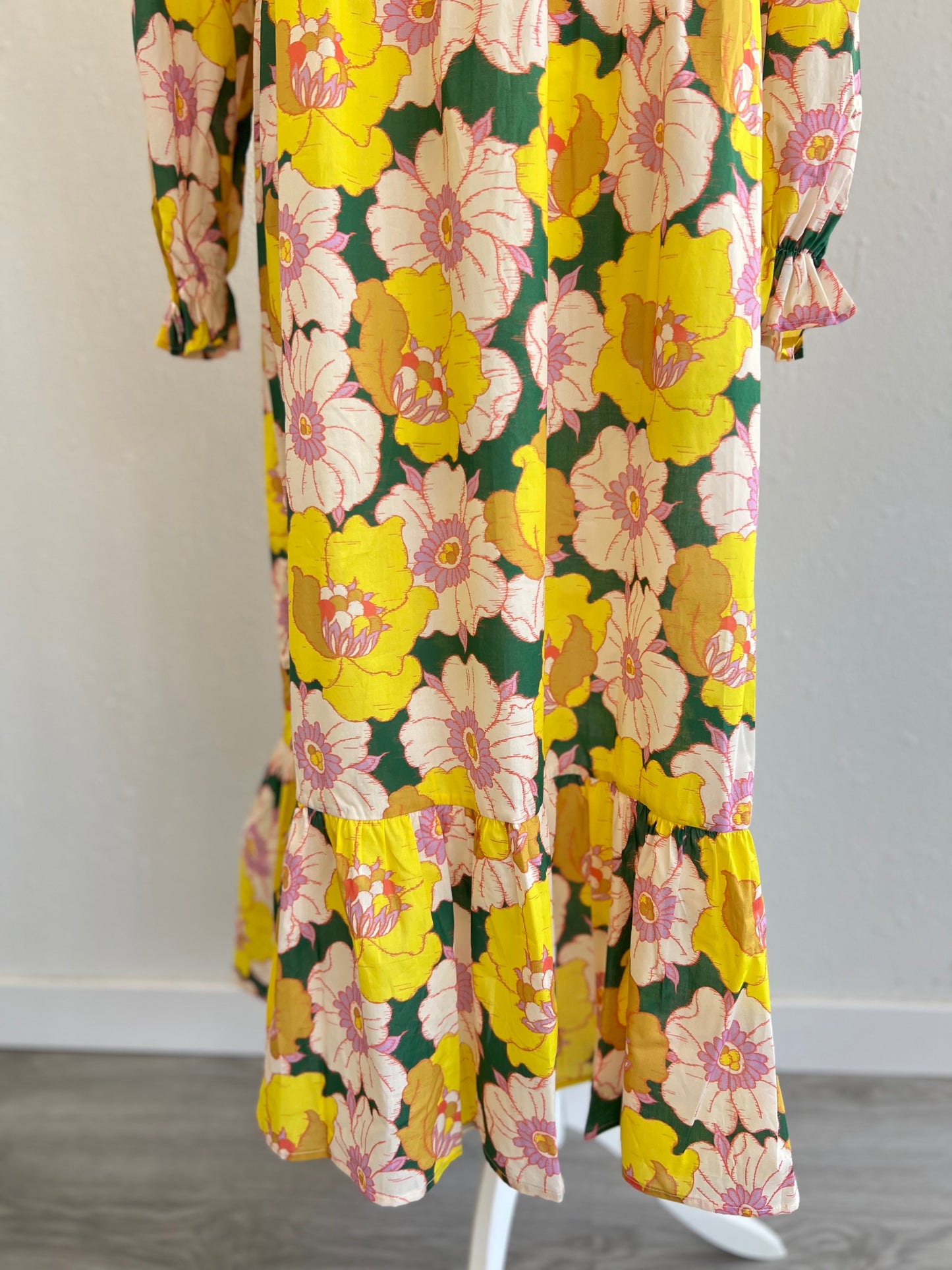 VESTIDO ALEJANDRA - LIBERTY VERDE Y AMARILLO
