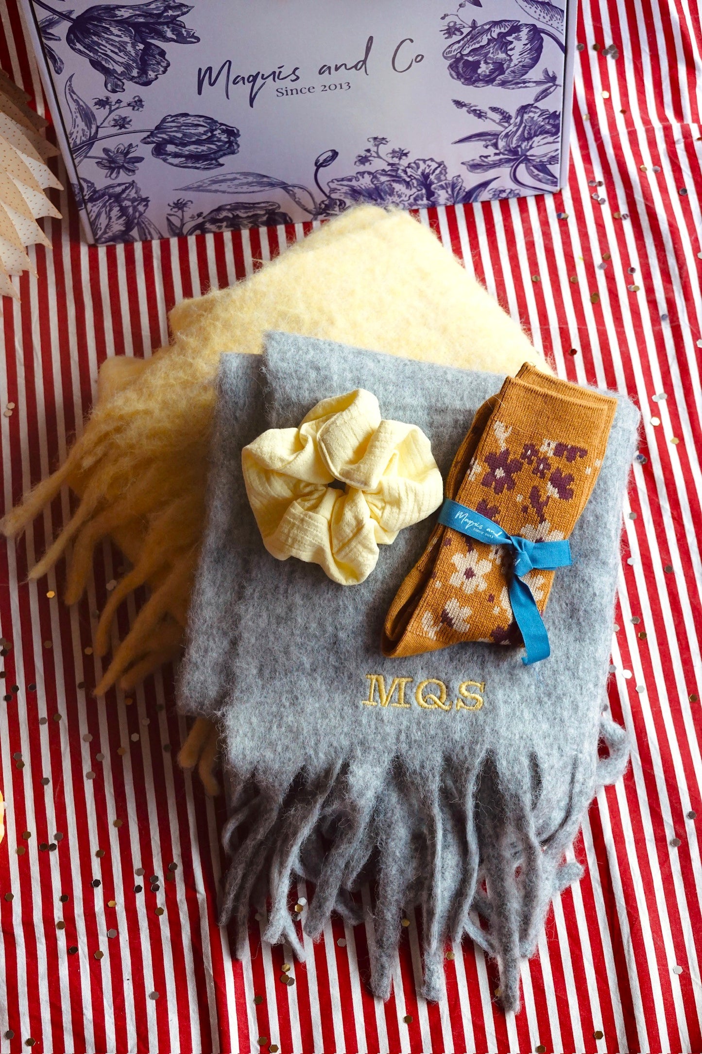 PACK BUFANDA LANA GRIS - COLETERO Y CALCETINES