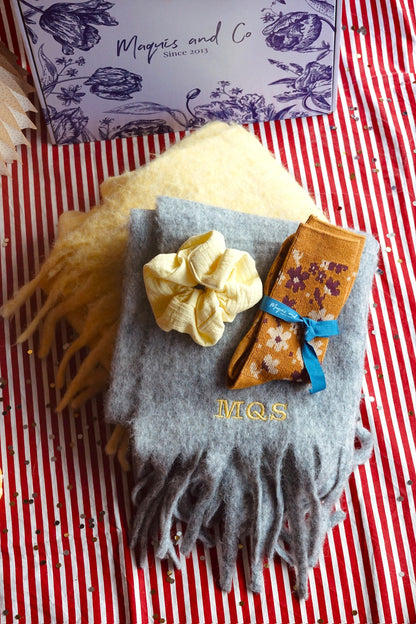 PACK BUFANDA LANA GRIS - COLETERO Y CALCETINES