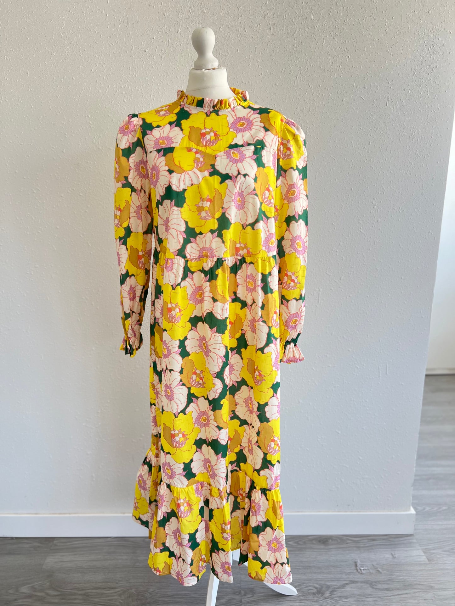 VESTIDO ALEJANDRA - LIBERTY VERDE Y AMARILLO