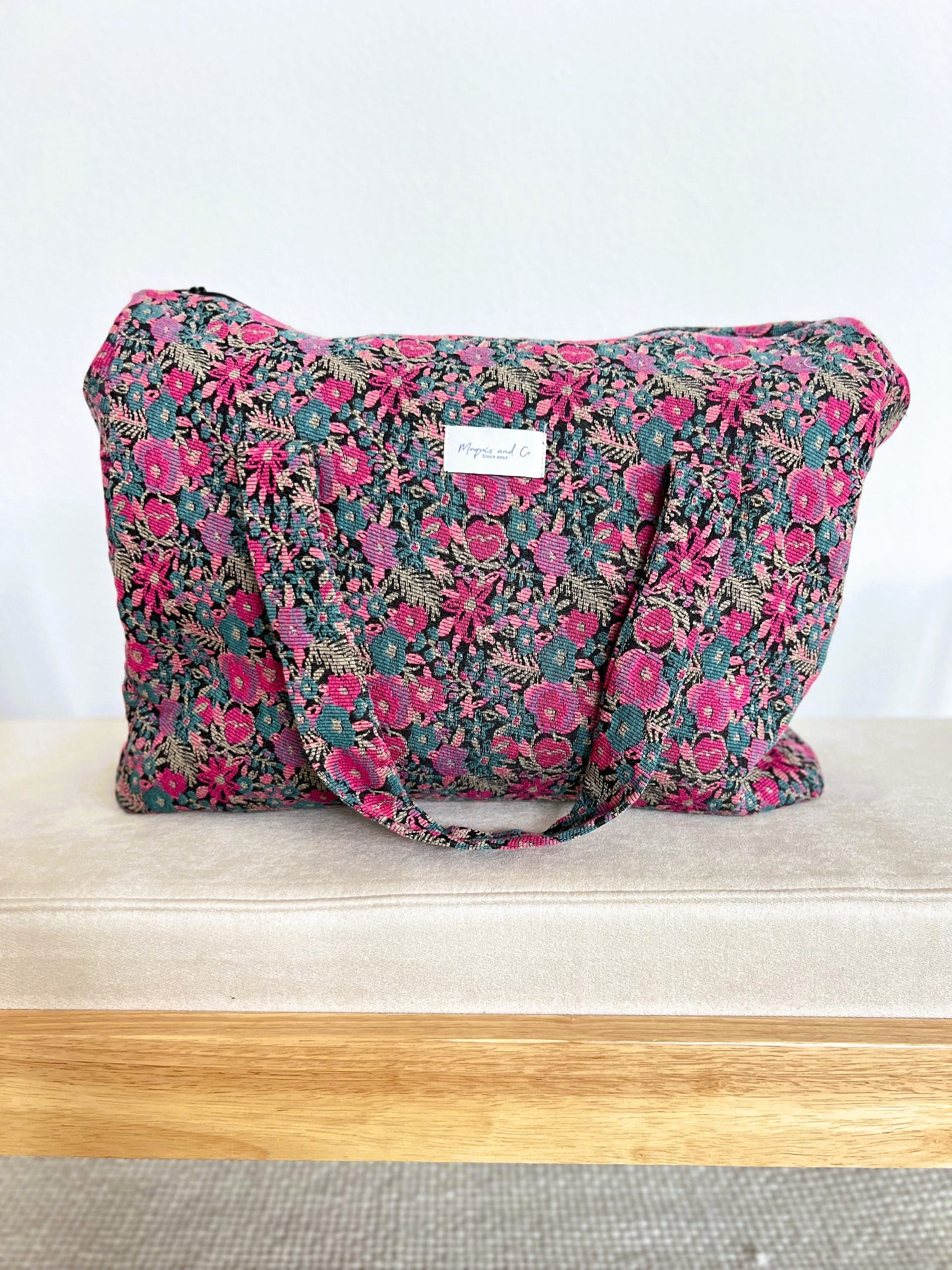 BOLSA CAROLA -  FLORES ROSAS -