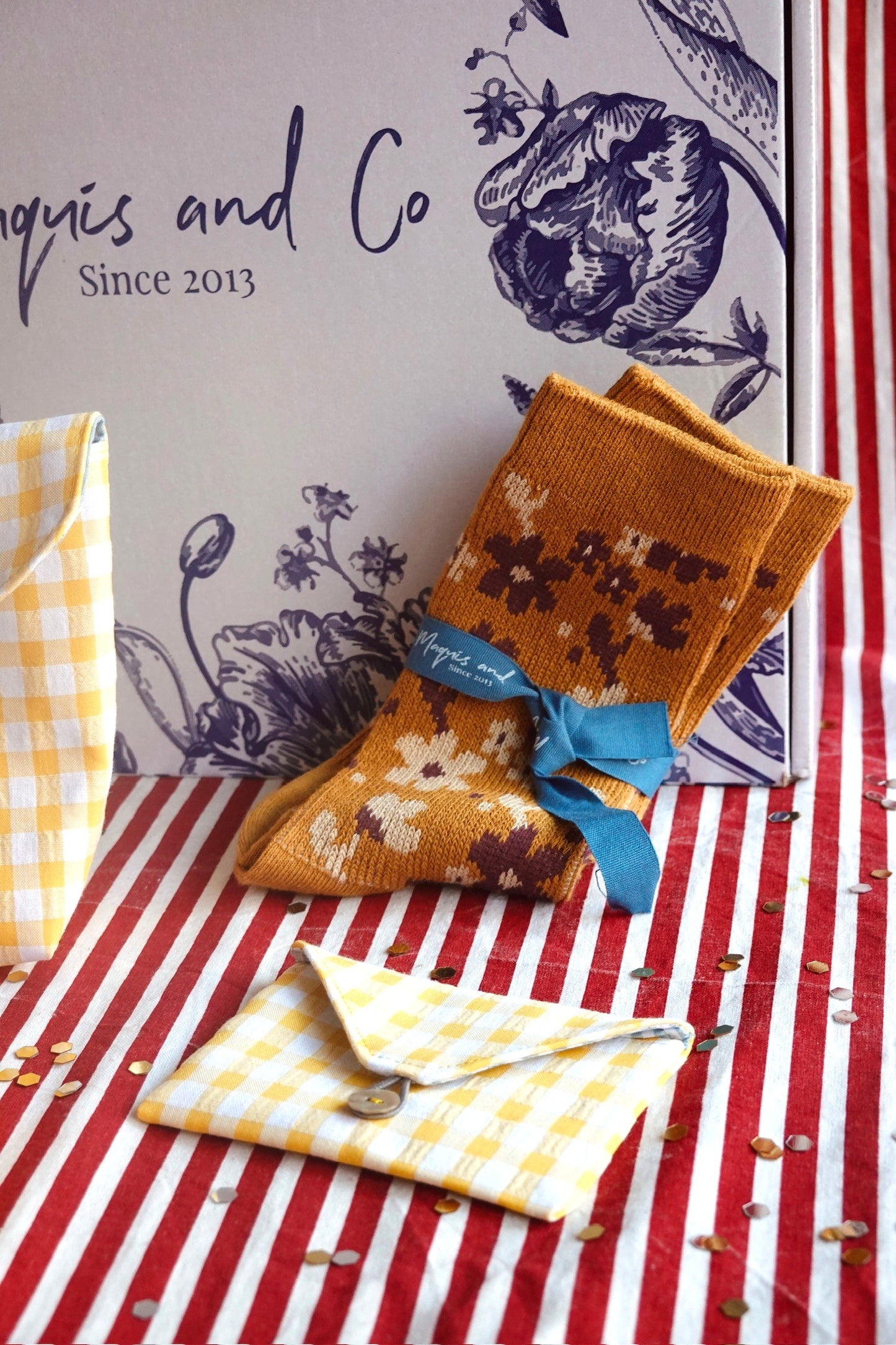 SET BOLSITA CON ACCESORIOS - VICHY AMARILLO