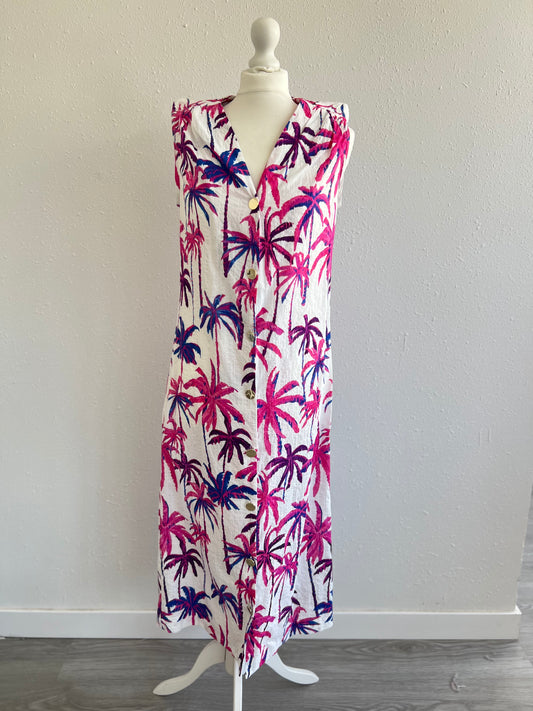 VESTIDO FABIOLA - PALMERAS BLANCO - TALLA S/M