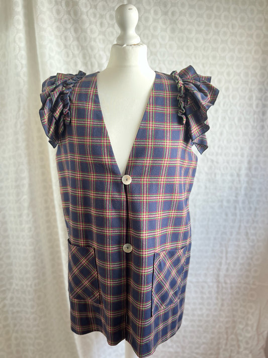 CHALECO CASILDA TARTAN MARINO