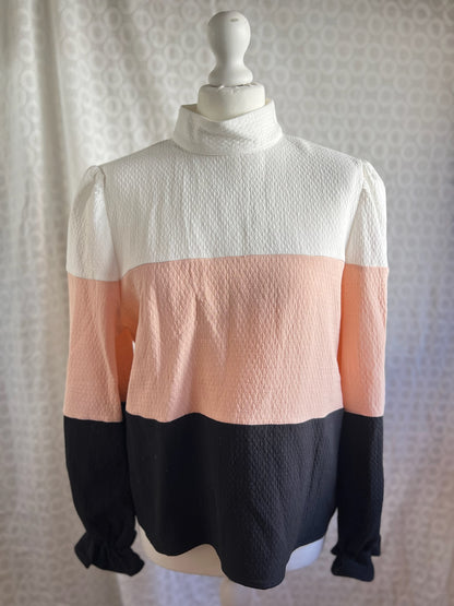 BLUSA TRIANA BLANCA, GRIS Y ROSA