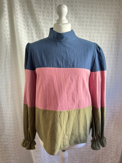 BLUSA TRIANA AZUL, ROSA Y VERDE