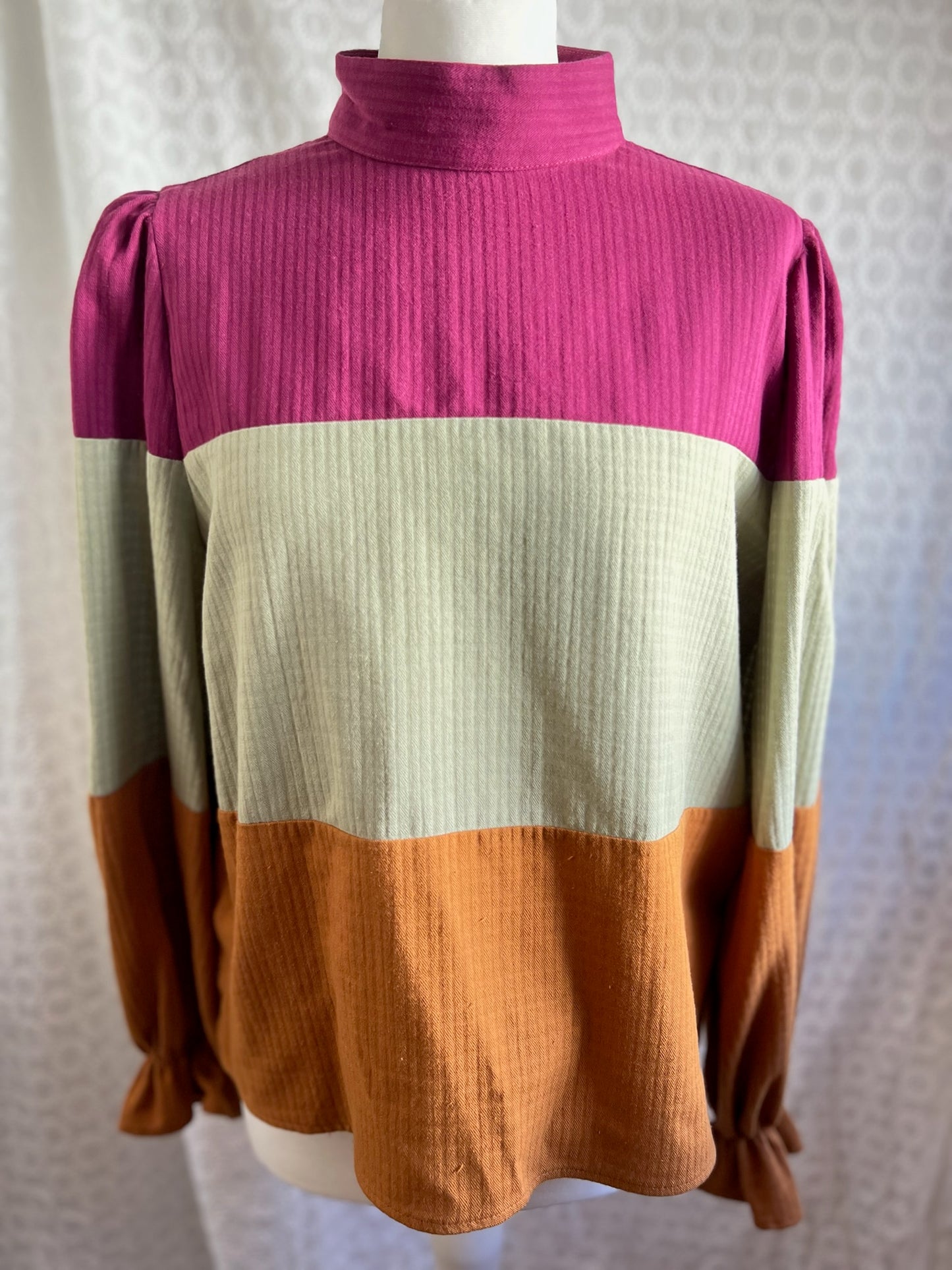 BLUSA TRIANA ROSA, VERDE Y MARRÓN