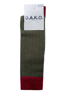 GREEN/GARNET RIBBED SOCKS