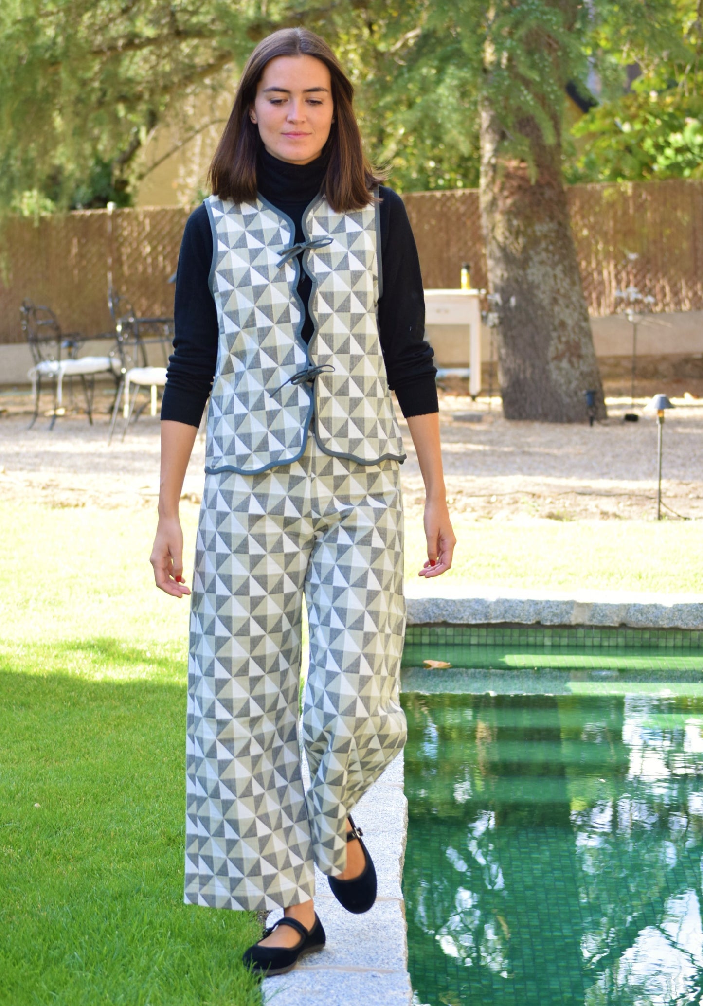 PANTALONES SOL - GEOMÉTRICO VERDE -