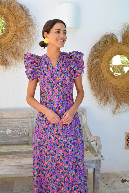 FELISA DRESS - PURPLE FLOWERS -