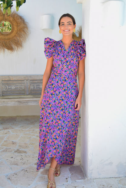 FELISA DRESS - PURPLE FLOWERS -