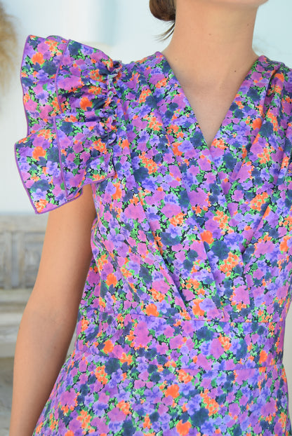 FELISA DRESS - PURPLE FLOWERS -