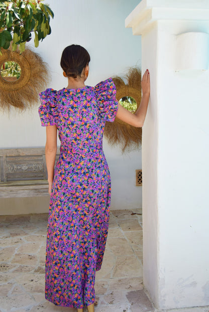 FELISA DRESS - PURPLE FLOWERS -