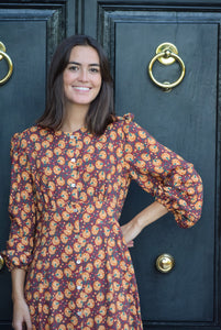 JIMENA DRESS - MAROON FLOWERS -