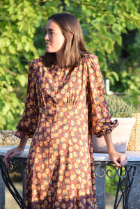 JIMENA DRESS - MAROON FLOWERS -