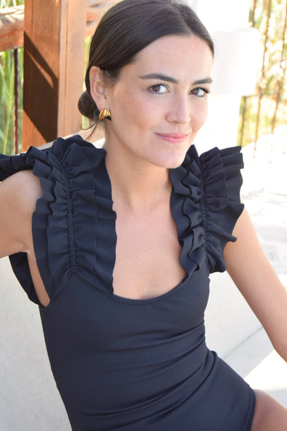 TRAJE DE BAÑO - GENOVEVA - PIQUÉ NEGRO -